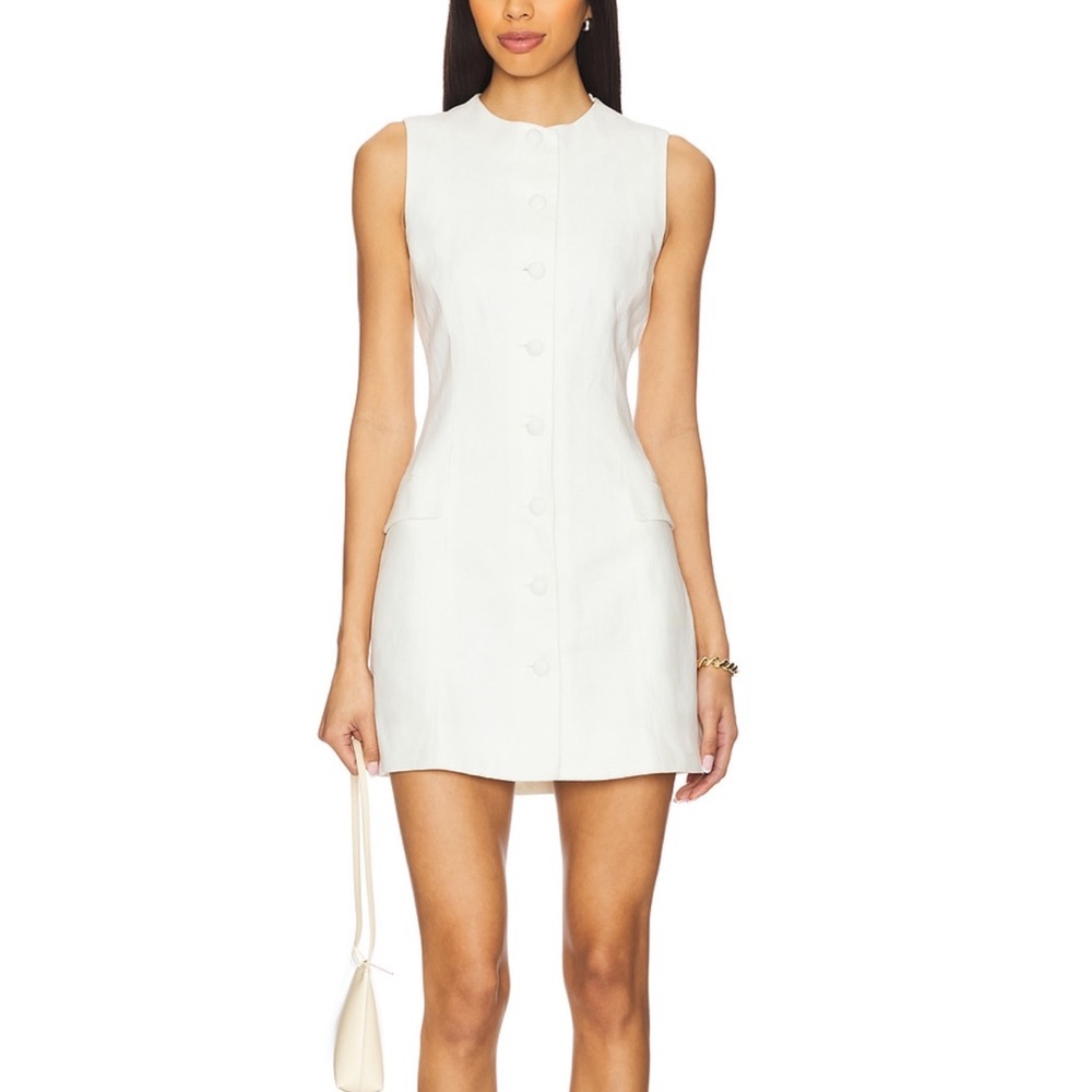 Faithfull the Brand White Button-Front Mini Dress